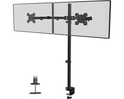 Dubbele Monitor Beugel 2 Schermen 13-27 inch 80cm Hoog Instelbaar VESA 75mm-100mm 12kg Tilt 90° Draaien 360° MD6842