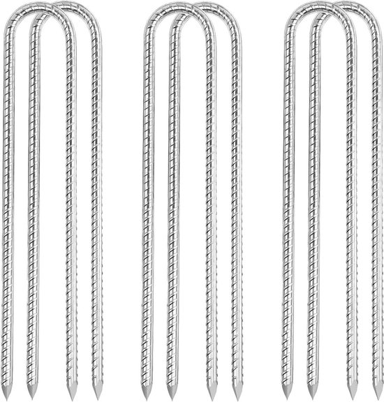 30 Piquets Jardin En U Acier Galvanisé - 150mm Vert - Fixation Gazon, Tentes, Bâches