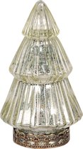 Clayre & Eef Décoration de Noël avec éclairage LED Sapin de Noël Ø 8x14 cm Couleur or Verre