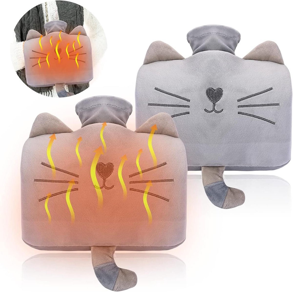 Bol.com 2-pack 12 liter wollige warmwaterkruiken met overtrek voor kinderen - pijnverlichting, krampen, warme en koude therapie aanbieding