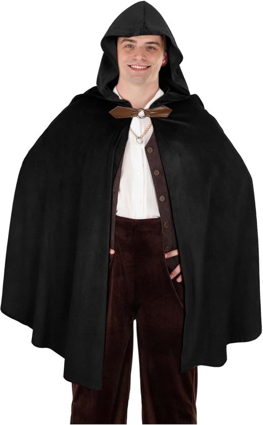 Cape Médiévale à Capuche En Velours Vert - Costume Renaissance, Hobbit, Halloween - Taille Unique Homme/Femme