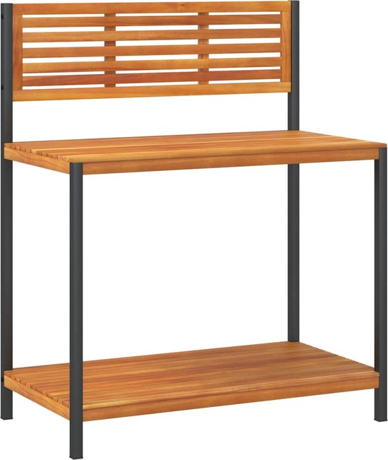 vidaXL - Table de travail de jardin - 90x50x110 - cm - solide - bois d'acacia - et - acier