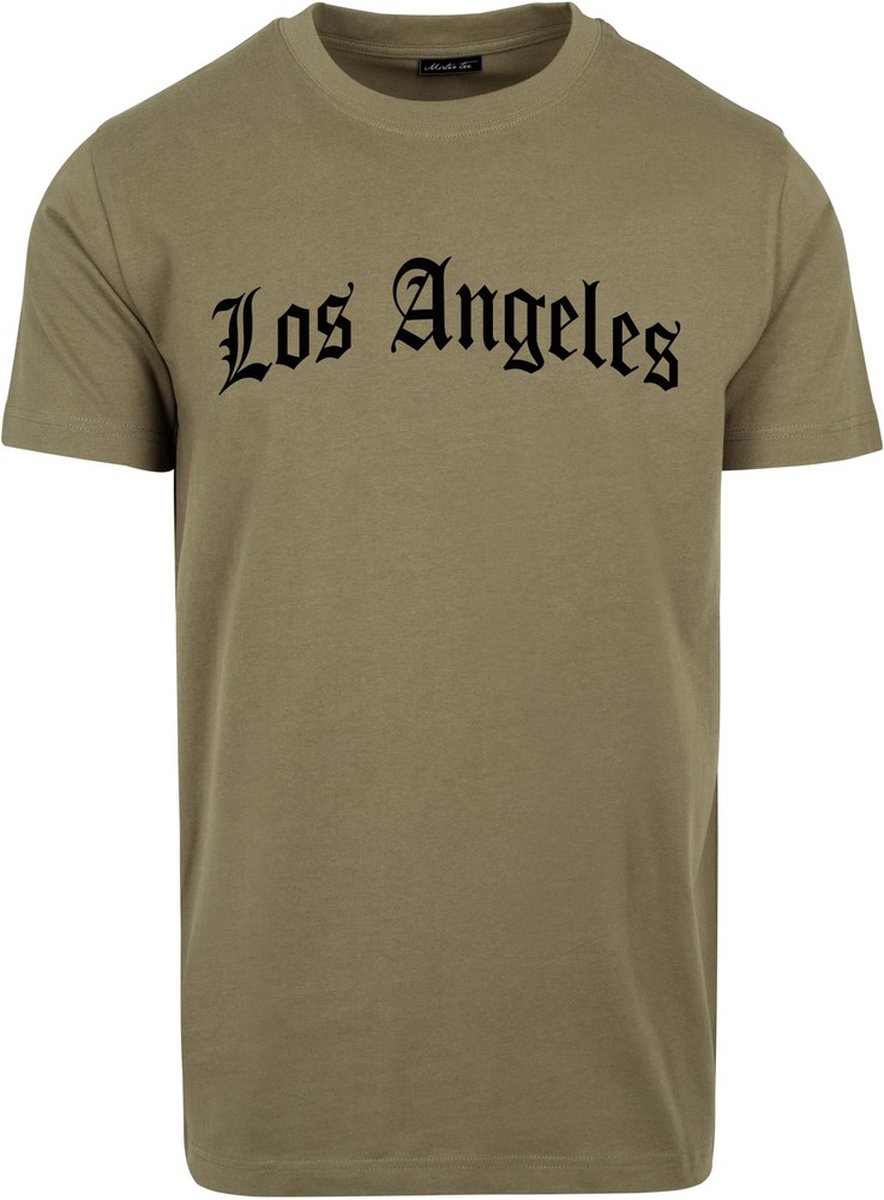 Mister Tee Los Angeles Wording Heren Tshirt M Olijfgroen