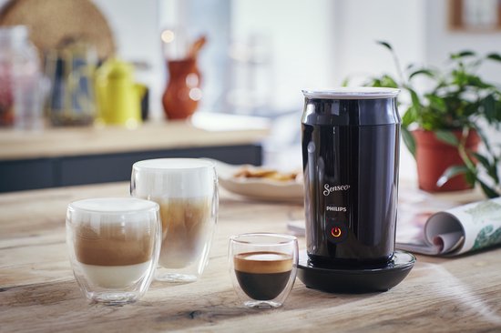 Philips Senseo Elektrische Melkopschuimer CA6500/60 - Antikleeflaag - Vaatwasserbestendig - Ook voor Cappuccino - Zwart - 120ml