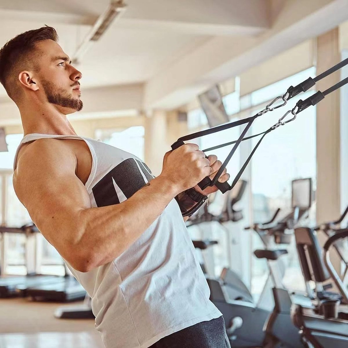 4 Stuks Handgrepen Voor Fitnessbanden – TPE, Antislip, Met D-ringen, Draagkracht 150 Kg, Voor Weerstandsbanden, Kabeltorens En Pull-ups, Incl. Opbergzak