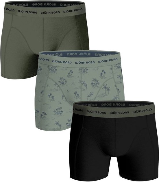 Bjorn Borg - Björn Borg Boxershorts 3-Pack Groen - Heren - Maat XL - Body-fit