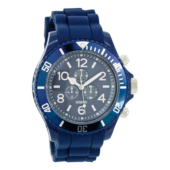 OOZOO Timepieces - Donker blauwe horloge met donker blauwe rubber band - C4838