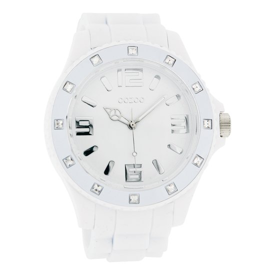 OOZOO Timepieces - Witte horloge met witte rubber band - C4336