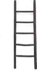 Zwarte decoratieve ladder met vijf sporten, gemaakt van hout met een matte afwerking.