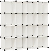 16 Cube Organizer - Opbergplank - Kamerverdeler - PP-kunststof - Metalen frame - Crèmewit - 153 cm x 153 cm x 31 cm - Eenvoudige montage - Veelzijdige organisatie - Stevige constructie