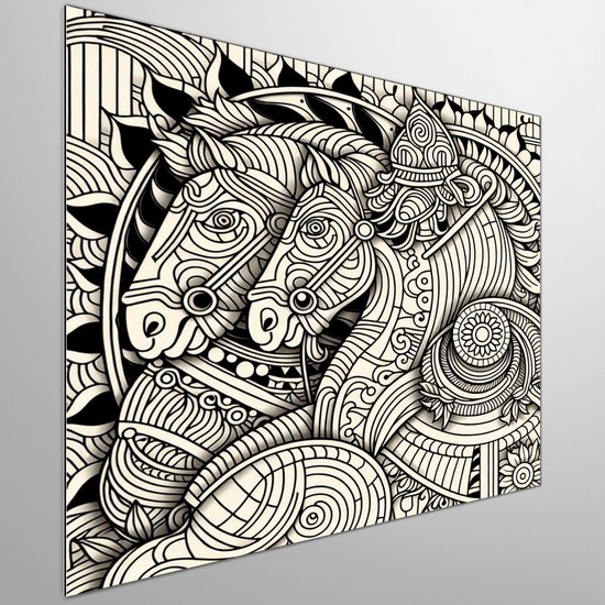 Line art relief schilderij | Ritmische golven van licht en schaduw in sculpturaal meesterwerk | Kunst - 40x40 centimeter op Canvas | Foto op Canvas