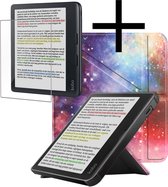 Hoes Geschikt voor Kobo Libra Colour Hoesje Bookcase Cover Book Case Hoes Sleepcover Trifold Met Screenprotector - Galaxy