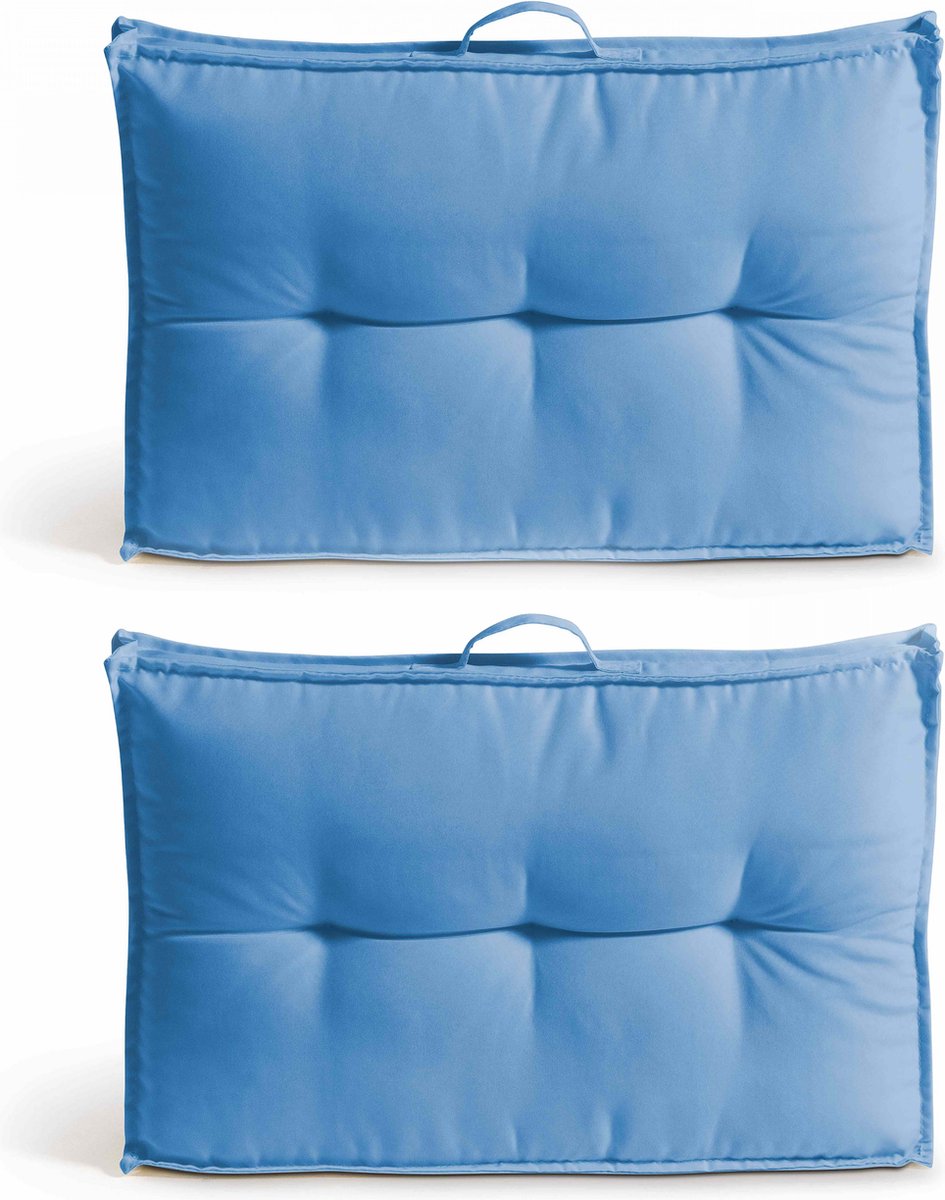 Oviala - 2 kussens voor paletten met polyester rugleuning, blauw, 60x40x12 cm - Cuzco