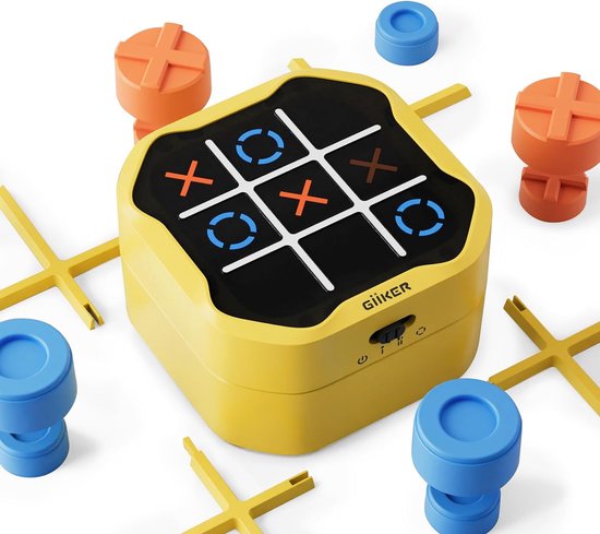 GiiKER Tic Tac Toe Bolt Game - 3-in-1 draagbare puzzelgameconsole - Draagbare reisspellen voor educatieve en geheugengroei - Fidgetspeelgoed bordspellen voor kinderen en volwassenen - Verjaardagscadeaus voor alle leeftijden