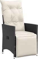 vidaXL - Chaise de jardin - réglable - avec - coussins - poly - rotin - noir