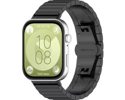 Strap-it Luxe metalen bandje - geschikt voor Huawei Watch Fit 3 / Watch Fit 4 / Watch Fit 4 Pro / Watch Fit 5 / Watch Fit 5 Pro / Watch Fit 4 / Watch Fit 4 Pro / Watch Fit 5 / Watch Fit 5 Pro (zwart)