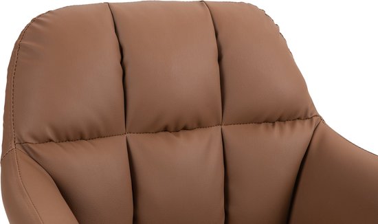 Tabouret de bar CLP Natoma - Avec dossier - Ajustable - Avec repose-pieds - Simili cuir - Métal noir mat marron clair