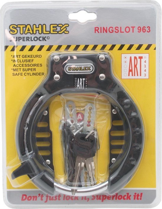 Stahlex Ringslot - ART-gecertificeerd - SuperSafe© cilinder - Ø 10 mm - zwart - inclusief 2 sleutels van Stahlex — afbeelding 4