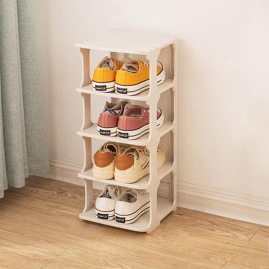 4 niveaus kunststof opbergrek voor schoenen Modulair kastrek voor ruimtebesparende. bol
