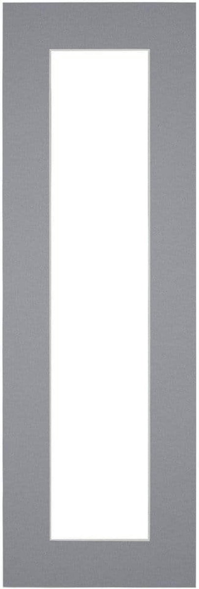 Passe-Partout Fotomaat 10x50 cm - Lijstmaat 20x60 cm - Grijs - Museumkarton - Fotolijst niet inbegrepen