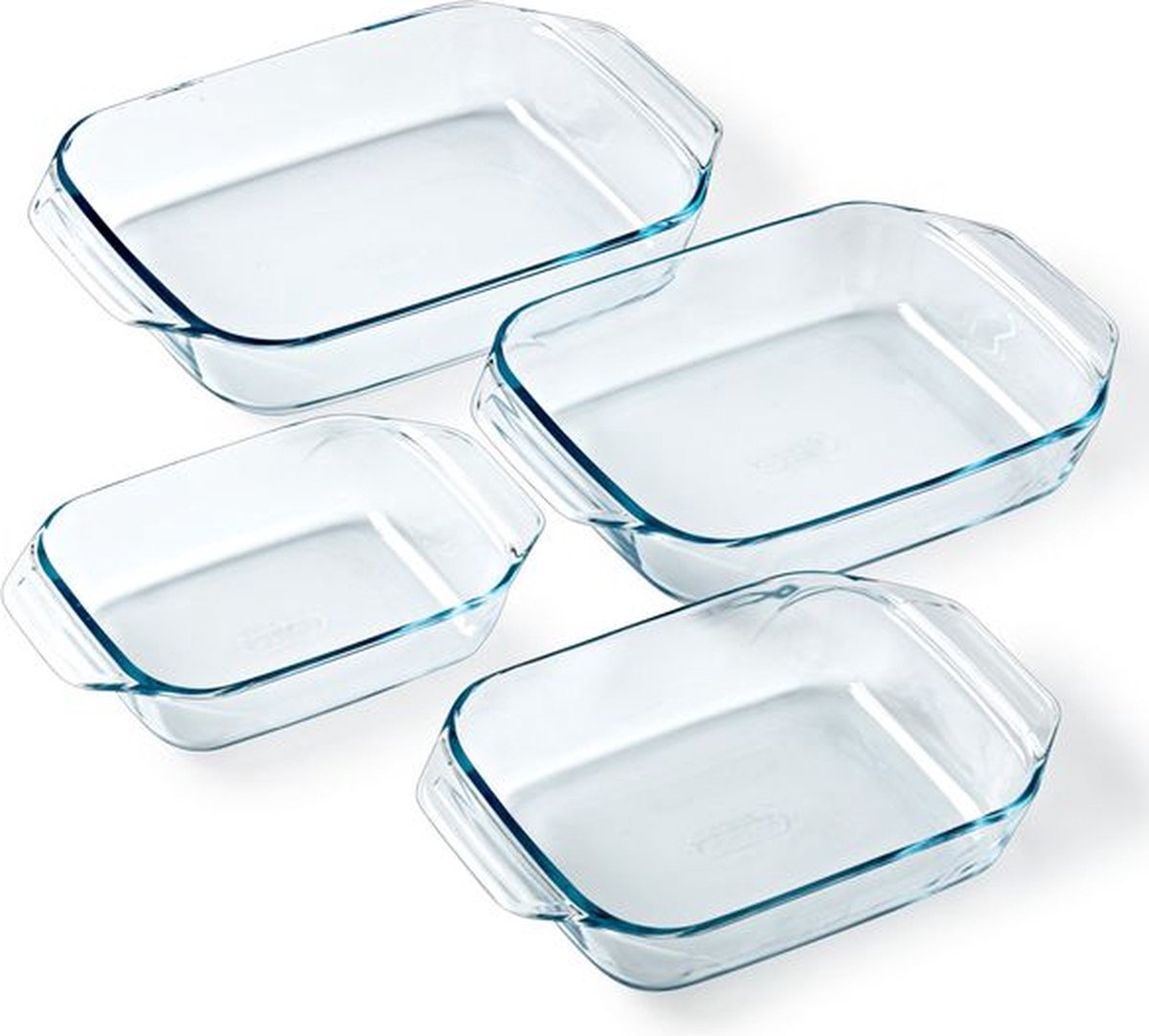 Pyrex - Let's Share Ovenschaal Rechthoek met Grepen 4-Delig - Transparant - Borosilicaatglas