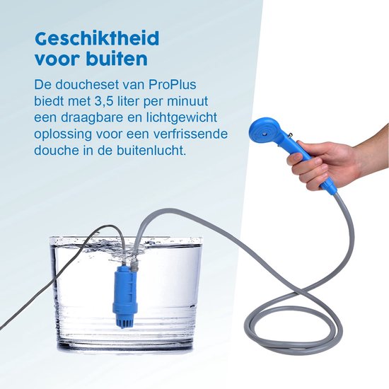 ProPlus Mobiele Douche Set - 3,5 liter water - Campingdouche - Reisdouche - Complete Set - Buitendouche - 12 V - Met Waterpomp, Douchekop, Schakelaar en Ophangaccessoires van ProPlus — afbeelding 3