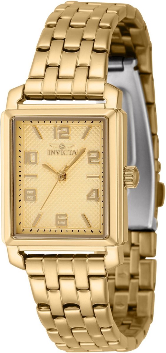 Invicta Vintage 46665 Dames Horloge - Waterdicht - Analoog - Quartz Uurwerk - Roestvrij Staal met gouden Wijzerplaat - 24mm