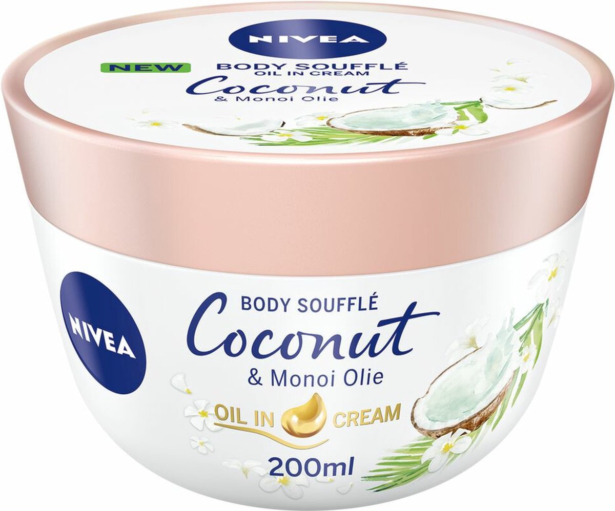Goedkoopste 3x Nivea Body Souffle Coconut en Monoi Olie 200 ml