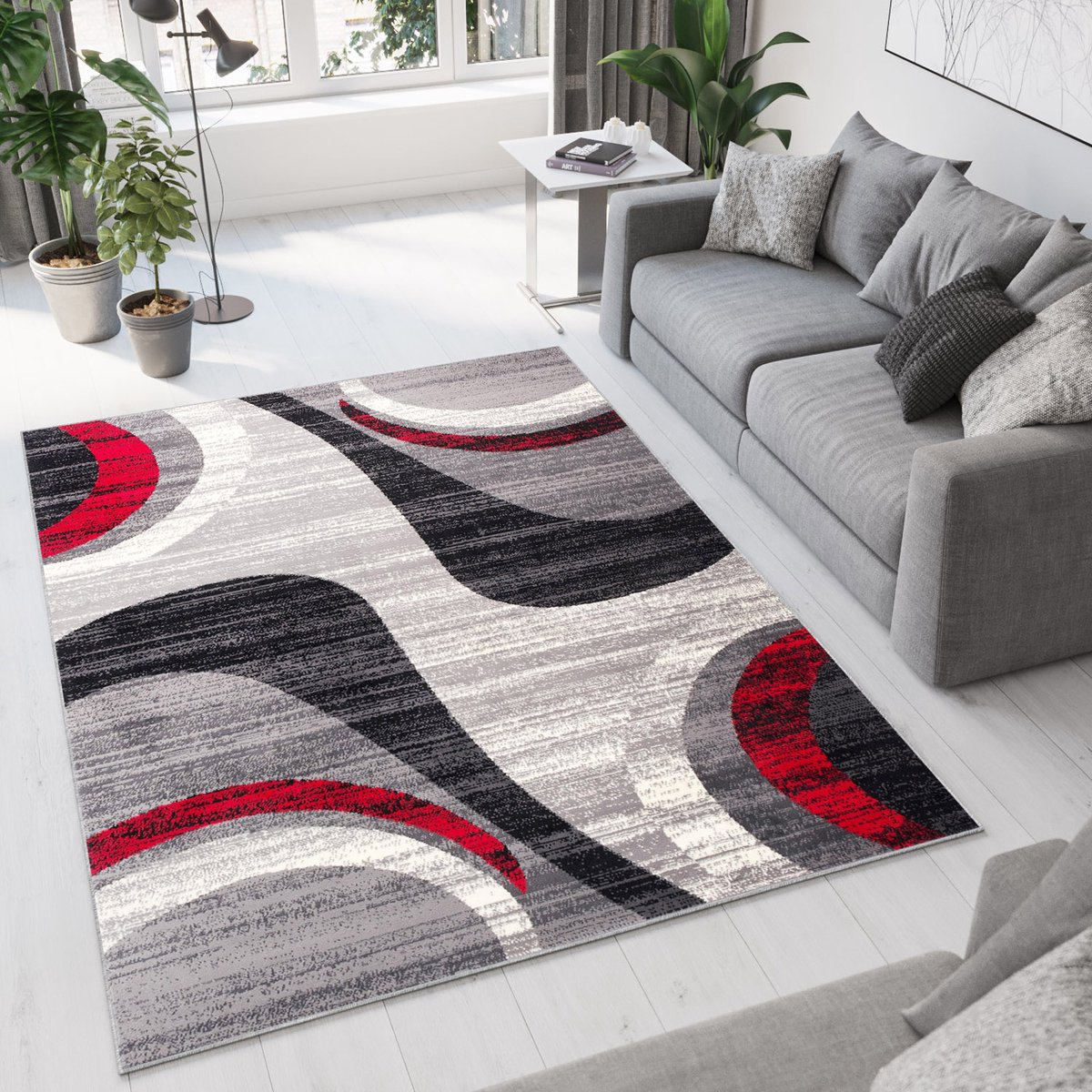 Tapiso Dream Vloerkleed Grijs Rood Laagpolig Woonkamer Tapijt Maat- 160x220