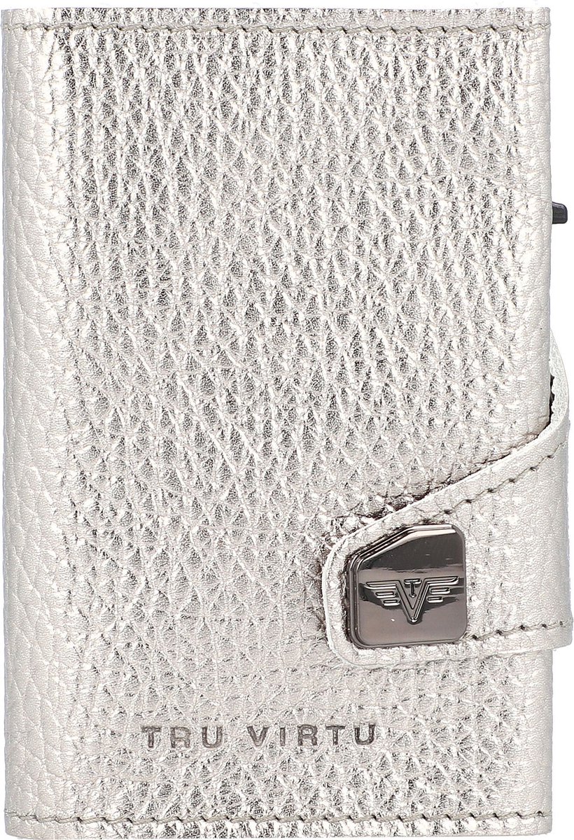 TRU VIRTU Leren Kaarthoes Click & Slide Wallet Silver Metallic / Silver Zilverkleurig