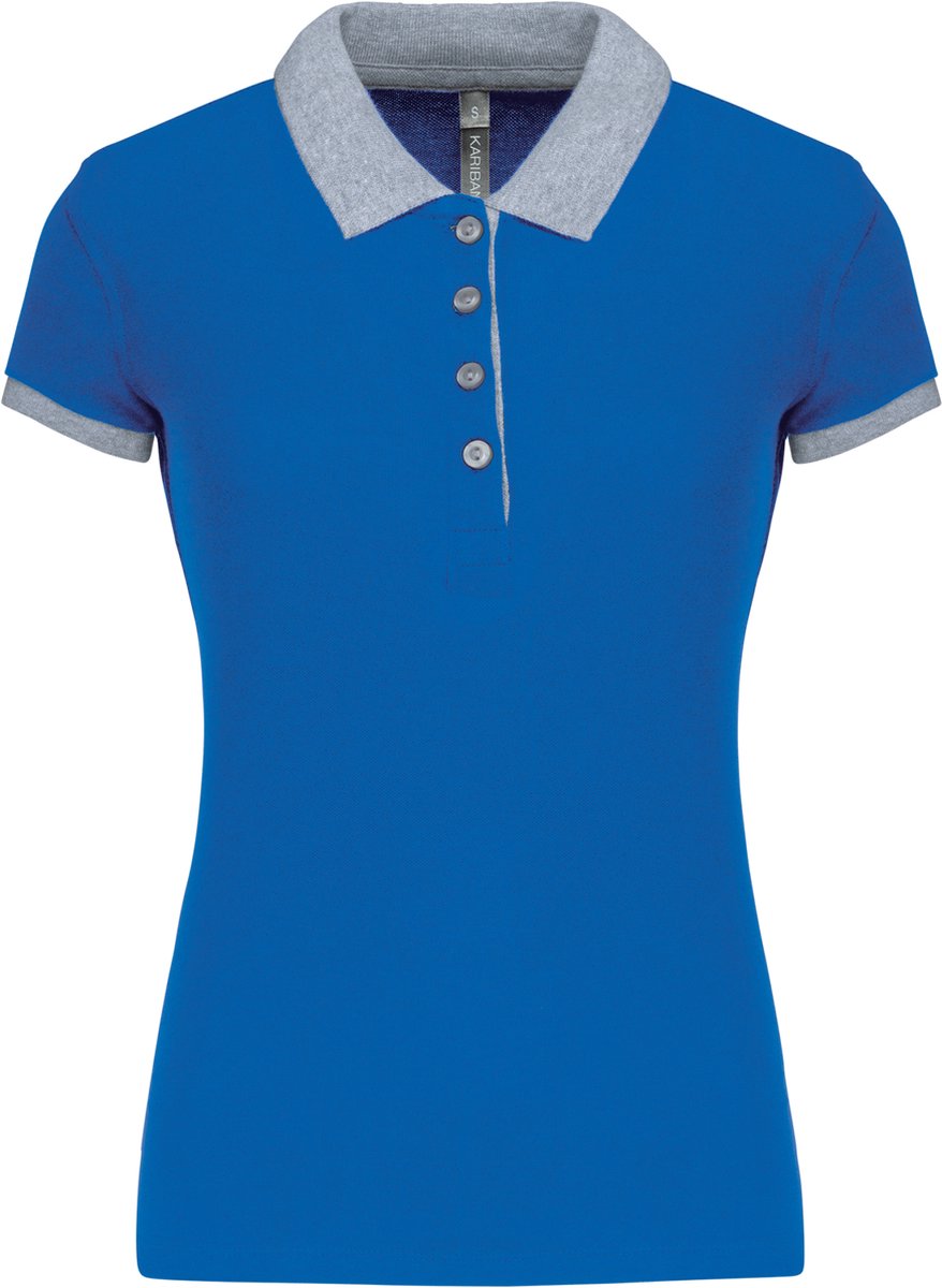 Kariban Piqué-damespolo tweekleurig K259 - Light Royal Blue / Oxford Grey - M