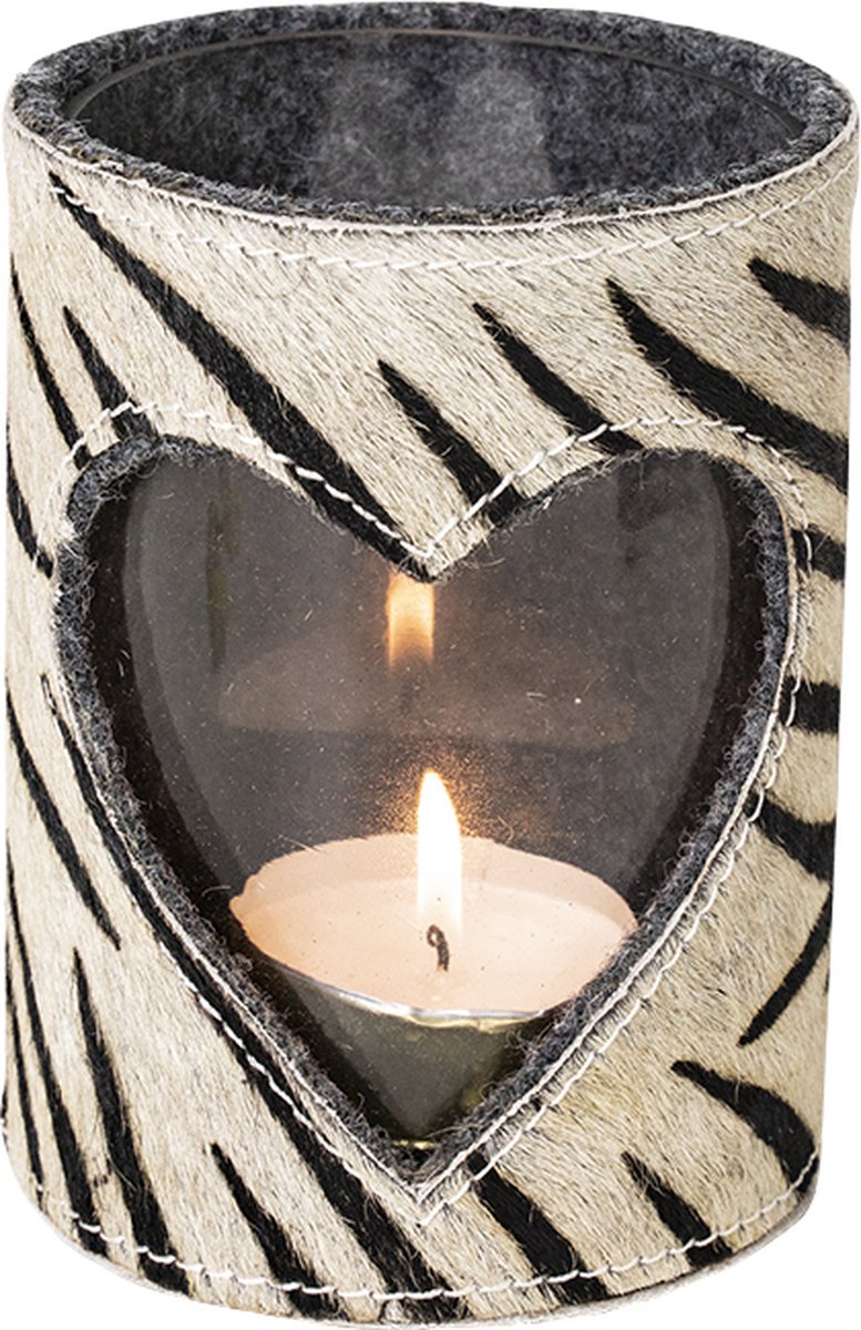 *windlicht koe hart zebra 15cm*