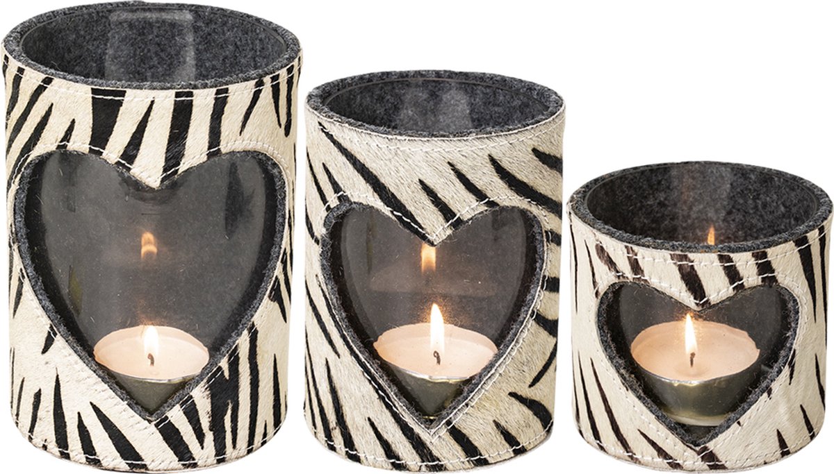 *windlicht koe hart zebra 20cm*