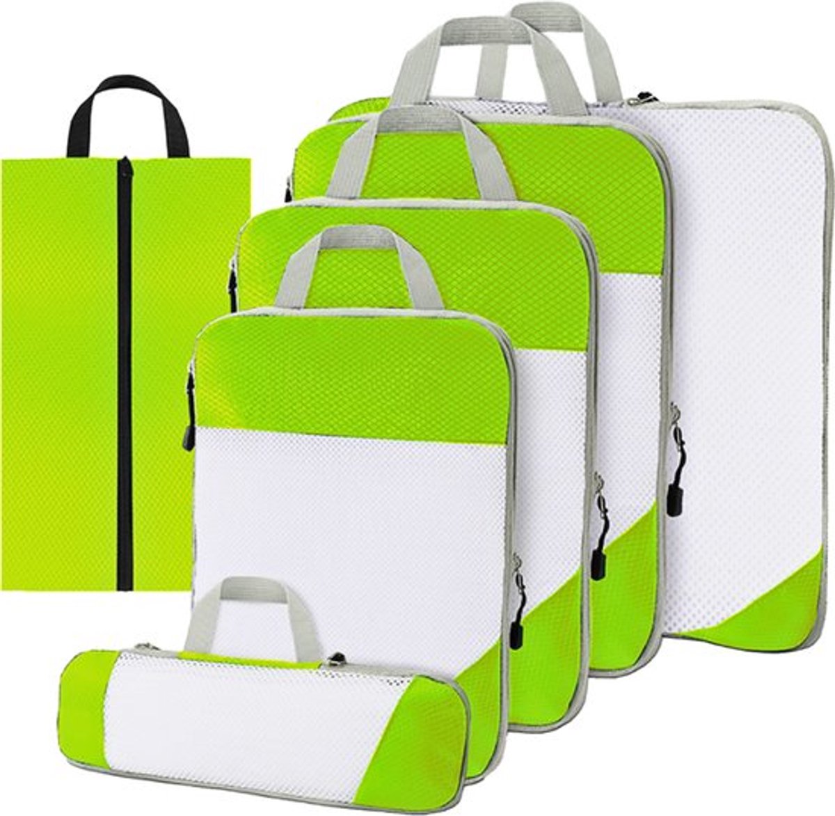 Bol.com Packing cubes compressie – 6-delige koffer organizer set – 60% ruimtebesparing – Compression packing cubes – Groen – Tho... aanbieding