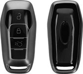 kwmobile autosleutel hoesje geschikt voor Ford 3-knops MyKey autosleutel (Key Free) - autosleutel behuizing in mat zwart / zwart