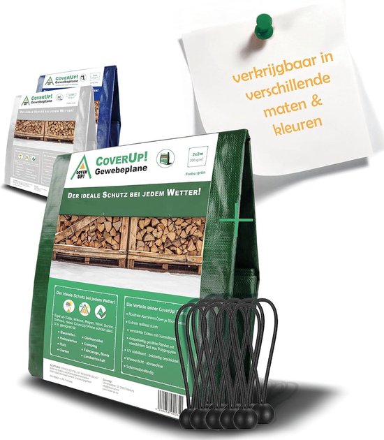 Foto: Coverup 6x8 m afdekzeil kleur groen 200 g m zeildoek weerstand door versterkte rubberen hoeken en roestvrijstalen oogjes tarpaulin met uv bescherming dekzeil incl 15 dekzeilspanners voor aanhangwagen boot aanhanger