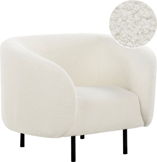 LOEN - Fauteuil - Wit/Zwart - Bouclé