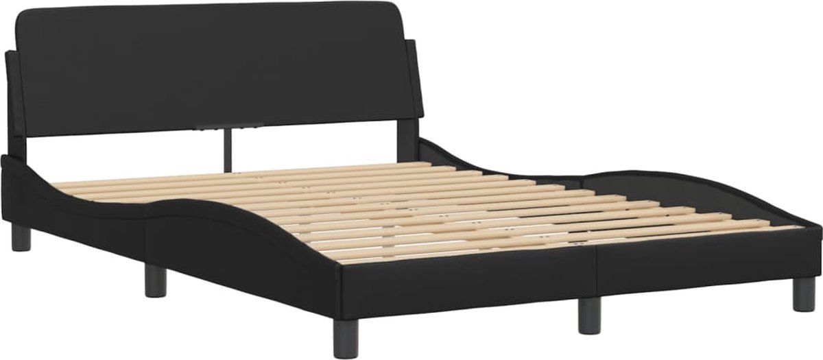 vidaXL - Bed - met - matras - "Hvar" - kunstleer - zwart - 140x200 - cm