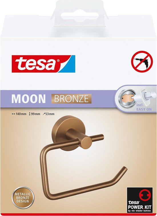 MOON Toiletpapierhouder Geborsteld Brons Zelfklevend - Rolhouder PVD-gecoat Metaal - Zonder Boren - Kleefoplossing - 99 mm x 140 mm x 53 mm Toilet Paper Holder van MOON — afbeelding 2