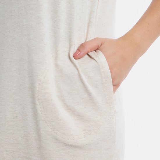 Knit Factory Lily Dress - Robe pour femme à col rond - Robe droite - Manches courtes - Robe pour le printemps et l'été - Beige - M