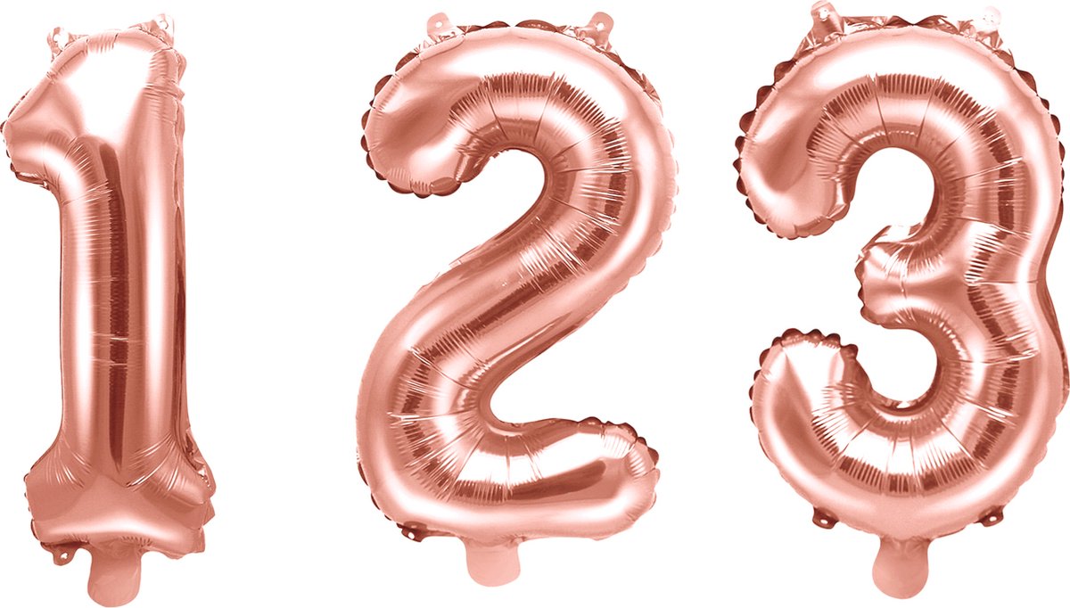 Folieballon nummer 1 - 35cm Roségoud (1 stuks) - Partydeco