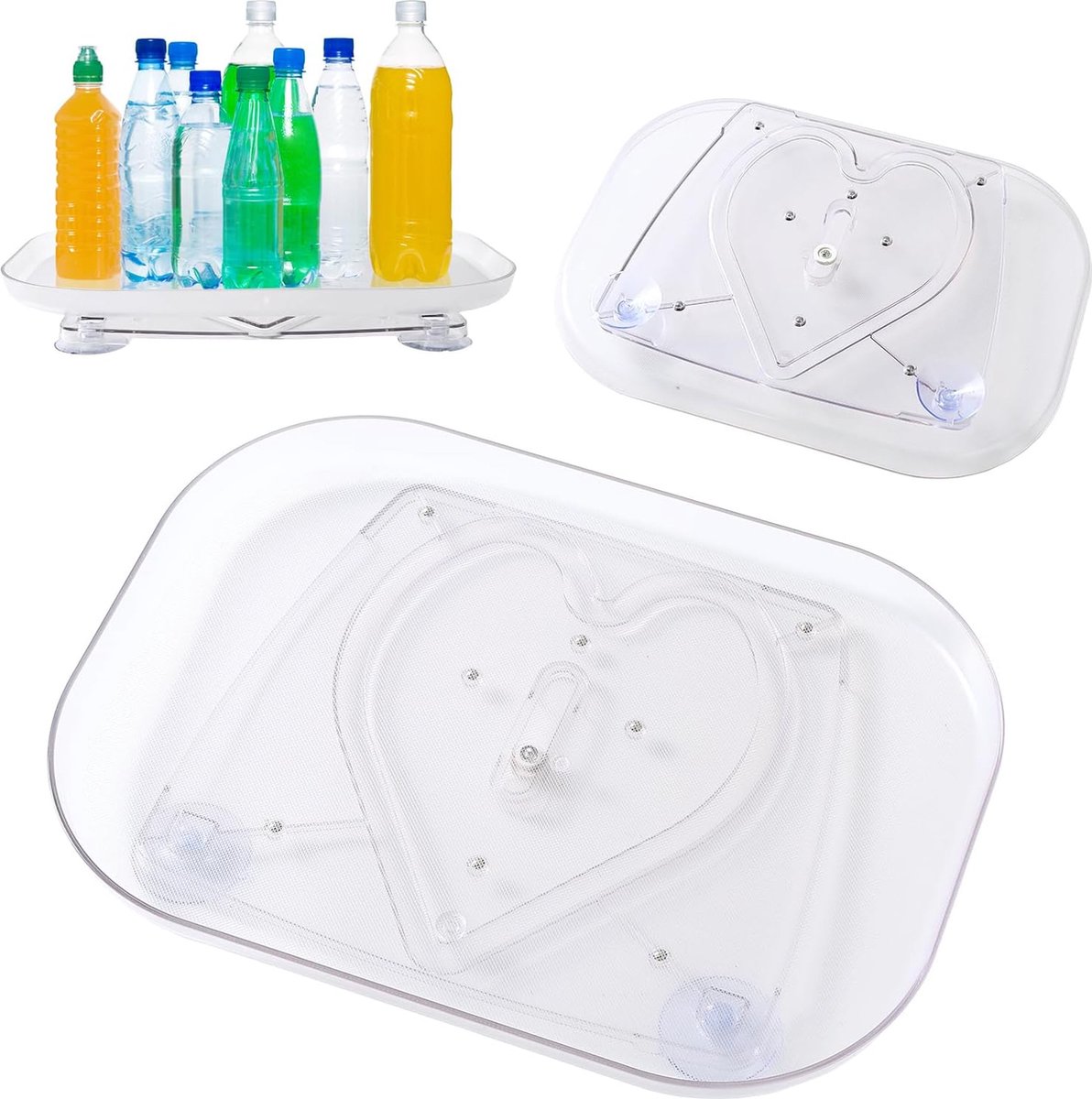 Lazy Susan Draaiplateau, koelkastorganizer, lengte 39 cm, draaiplateau, organizer van ABS-materiaal, voor kruidenorganizer, keukenorganizer, koelkastorganizer