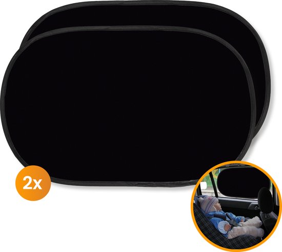 Foto: R2b zonnescherm auto zijruit universele set van 2 met uv protectie voor kind baby zelfklevende zonwering auto zwart autoaccessoires