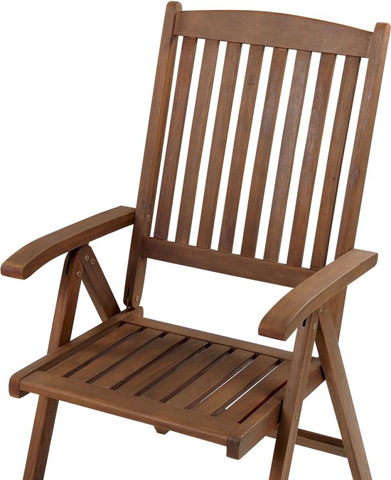 AMANTEA - Lot de 6 chaises de jardin - Marron foncé/ Grijs - Bois d'acacia