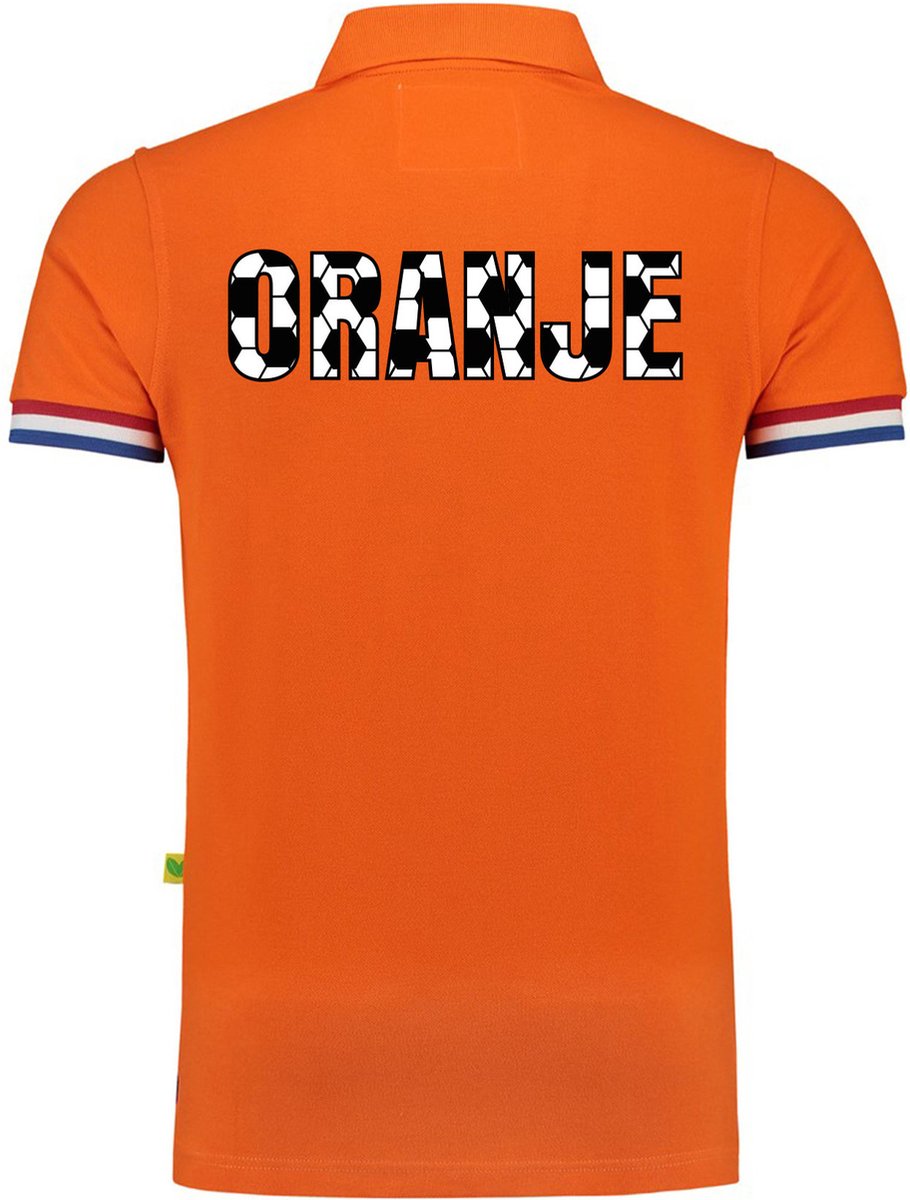 Bellatio Decorations Oranje supporter polo heren - voetbalpatroon - oranje - EK/voetbal - Nederland M