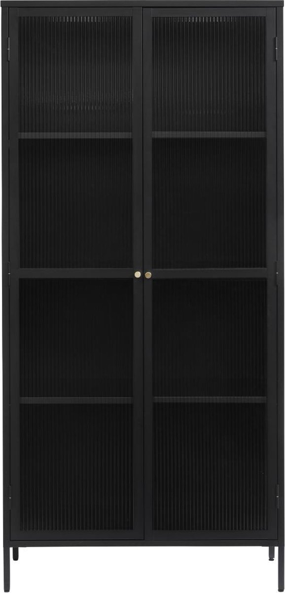 Nordic Home - Olan glazen vitrinekast - 190 cm - zwart