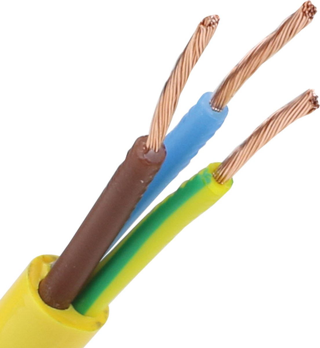 Pur kabel H07BQ-F 3x4mm² geel per rol 100 meter