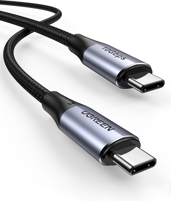 USB-C naar USB-C 3.1 Gen 2 kabel 1m 100W Fast Charge PD 5A 4K video 10Gbps data overdracht zwart