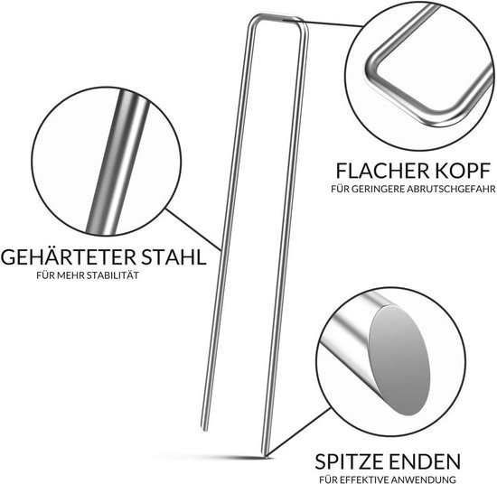 Lot De 50 Ancrages De Sol En Acier Galvanisé 150mm X 30mm X 3mm - Fixation Tentes, Clôtures Et Jardin