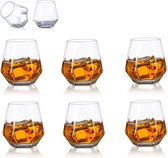 Whiskey glazen set van 6 - diamantvormig - water sap tumbler - gekanteld scotch glas - 300 ml whisky glas - modern look glaswerk - bourbon rum bar tumbler